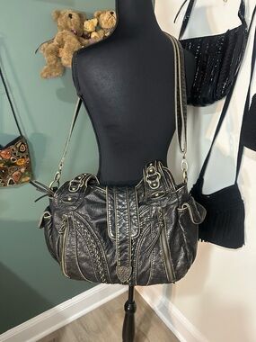 Montana West Black Leather Western Purse Crossbody Shoulder Boho Cowgirl